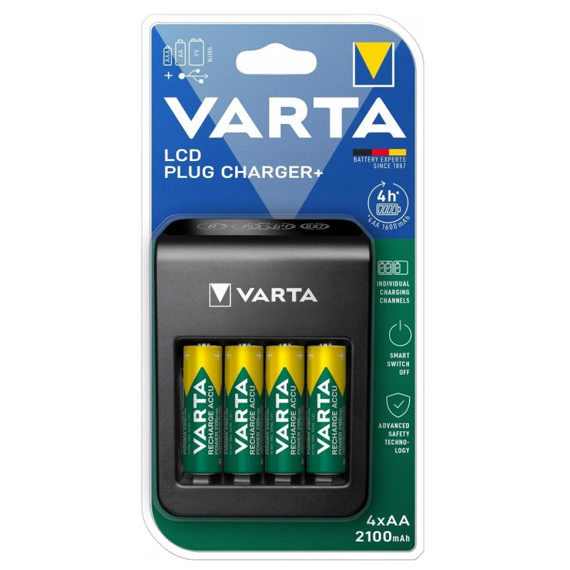 Varta LCD Plug Charger + 4 X 2100mAh AA - Şarj Cihazları | Pilci Güç Sistemleri